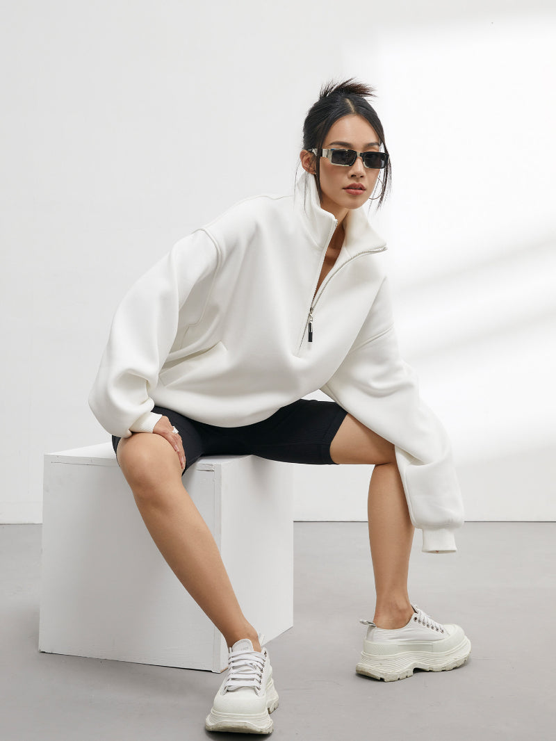 Halb-Zip Sweatshirt mit Stehkragen