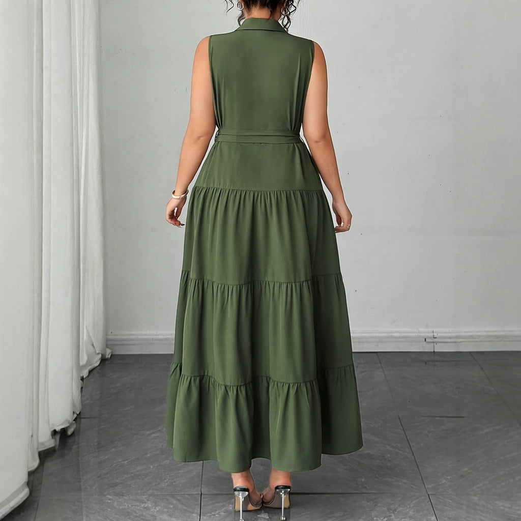 Armee-Grünes Kleid mit Gürtel