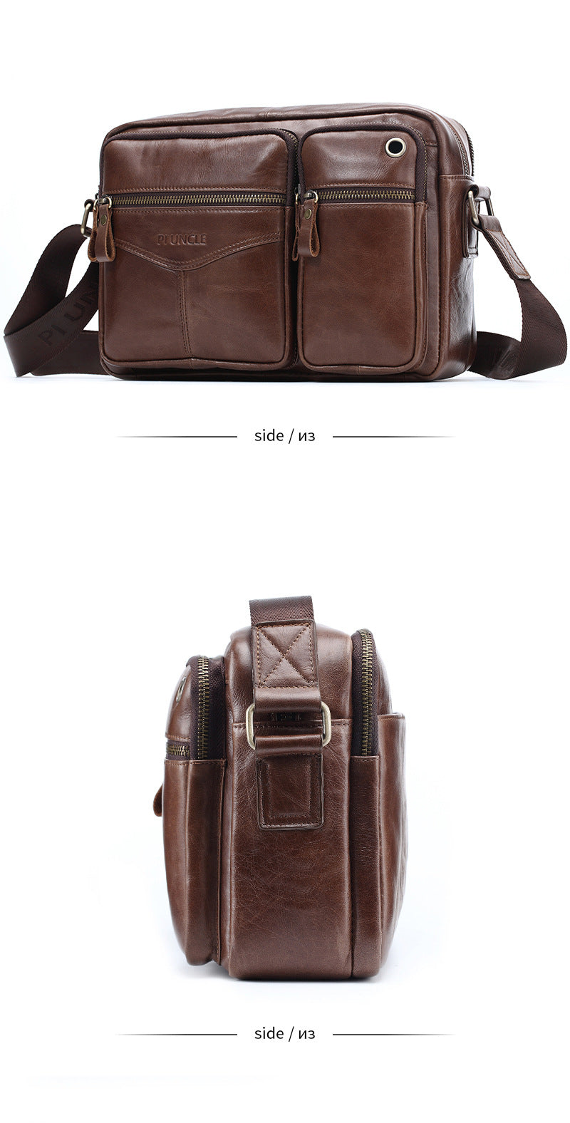 Echtes Leder Herren Schulter-Messenger Rucksack – Bild 5 | LuxeStyle