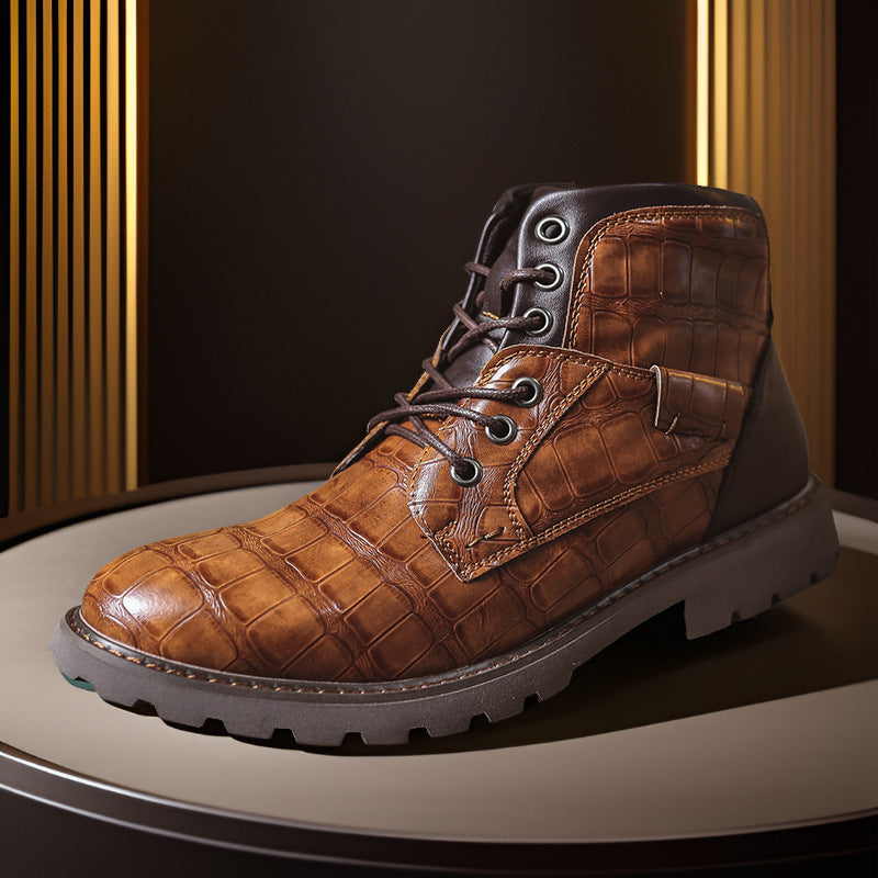 Retro Casual Outdoor Lederstiefel mit Reissverschluss