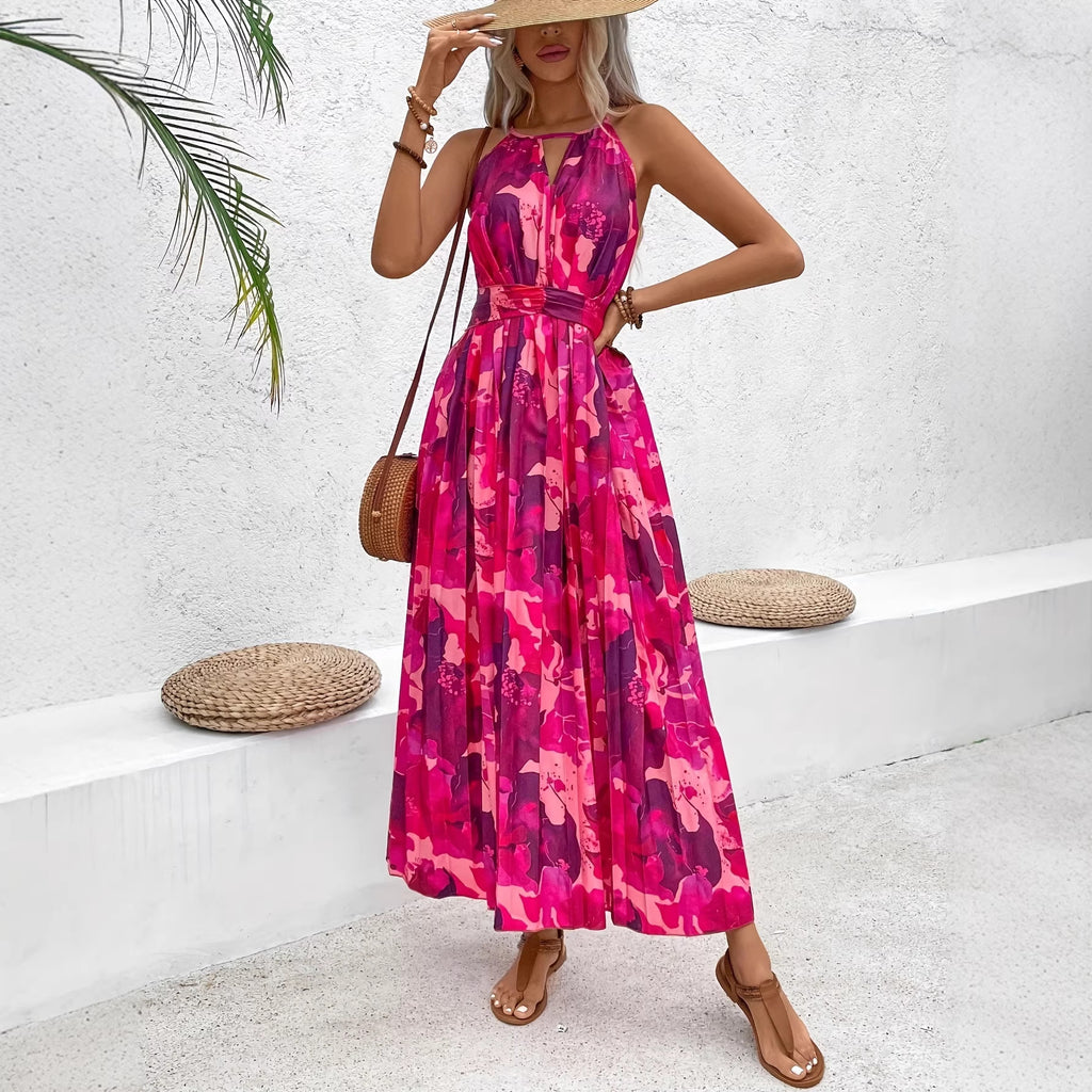 Damen Blumenkleid mit Plissierter Taille | LuxeStyle
