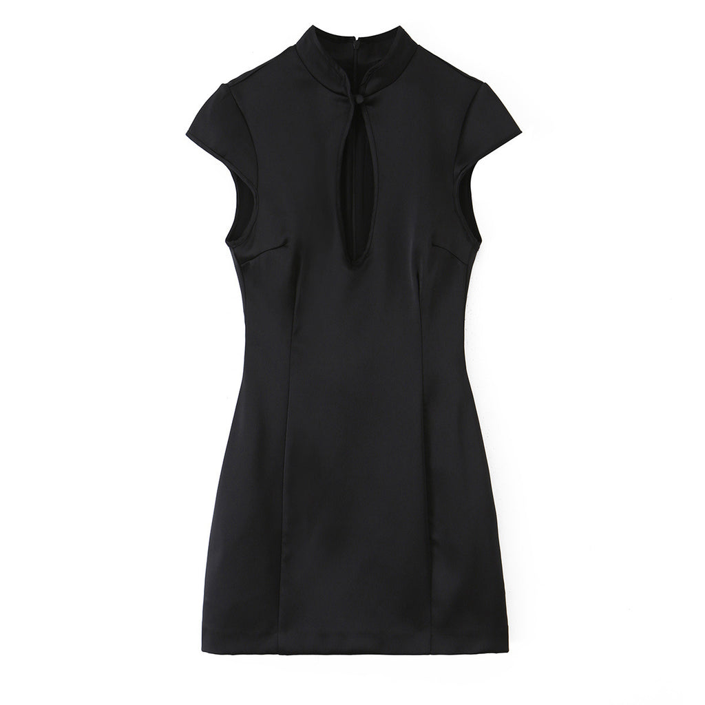 Mini-Kleid aus Satin-Polyester mit Schlitz