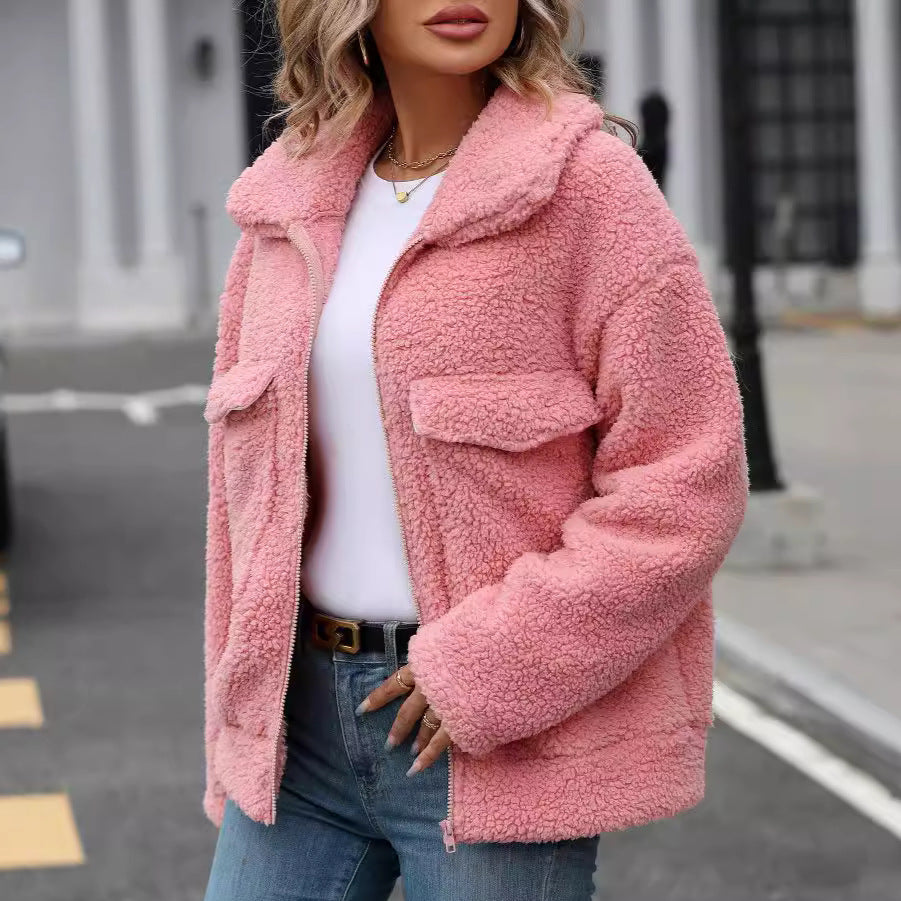 Fleece Jacke mit grossen Taschen, lockerer Schnitt – Bild 3 | LuxeStyle
