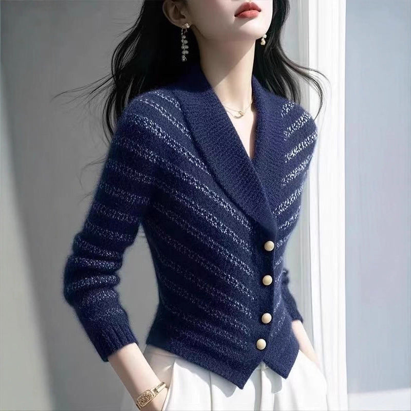 Gestreifter Strick-Cardigan