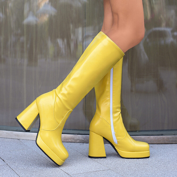 Elegante Plateau-Stiefel mit hohem Absatz