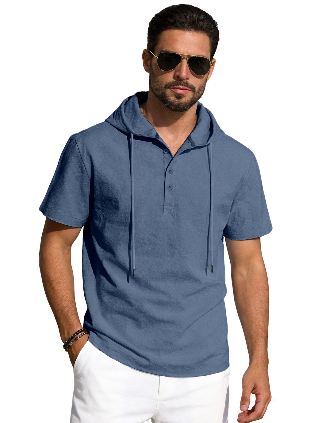 Herren Cotton-Linien Kurzarm-Einfarbig Hoodie