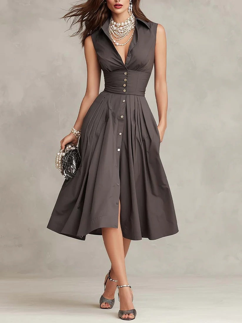 Bequemer ärmelloser eleganter Damenkleid – Bild 6 | LuxeStyle