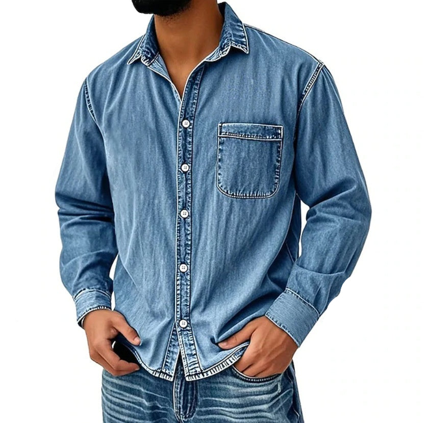 Herren Langarmhemd im Used-Look | LuxeStyle