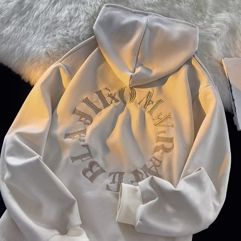 Premium Hoodie mit Letter-Stickerei