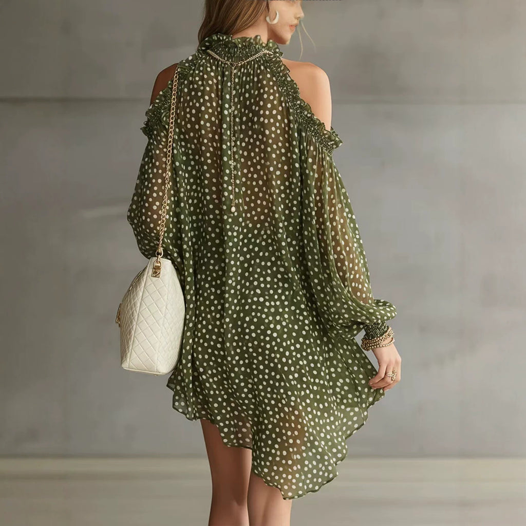 Elegantes Chiffon-Kleid mit Polka Dots