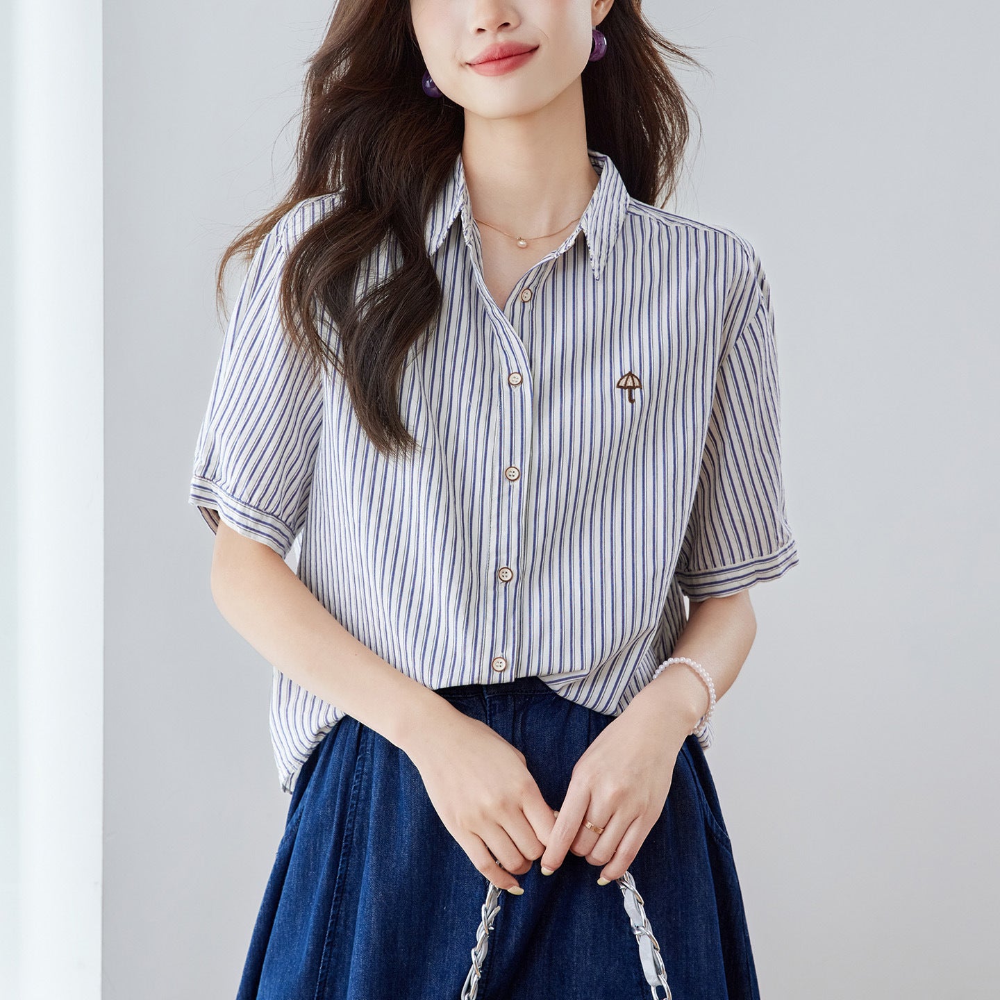 Bestickte Vintage Bluse für Damen