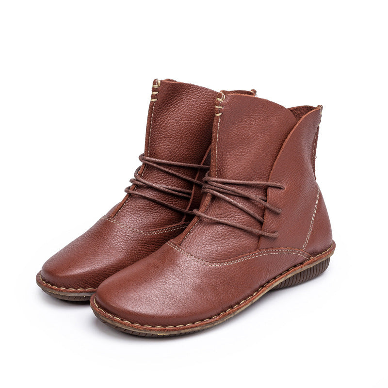 Retro-Leder-Stiefeletten für Damen – Bild 4 | LuxeStyle