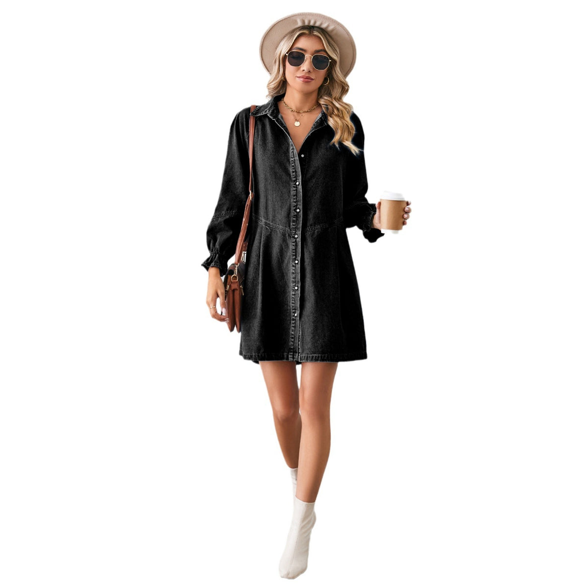 Denimkleid im Loose Fit mit langen Ärmeln | LuxeStyle