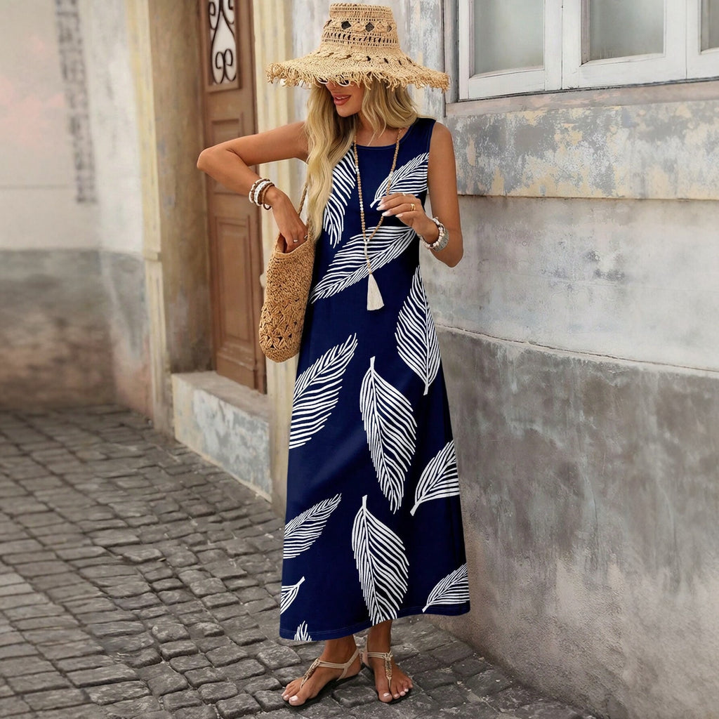 Sommerliches ärmelloses Print-Kleid