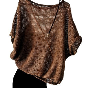 Elegantes Retro Fledermaus-Top mit Rundhals