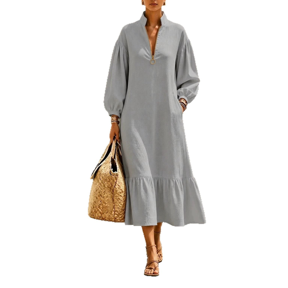 Schlanker Swing-Kleid in Weinrot – Bild 3 | LuxeStyle