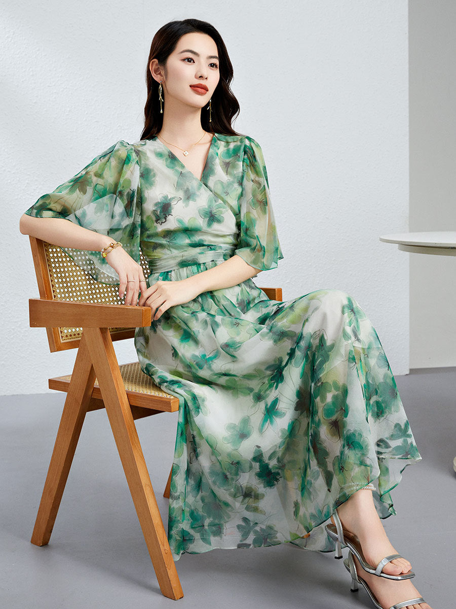 Elegantes V-Ausschnitt-Kleid mit Schnürung