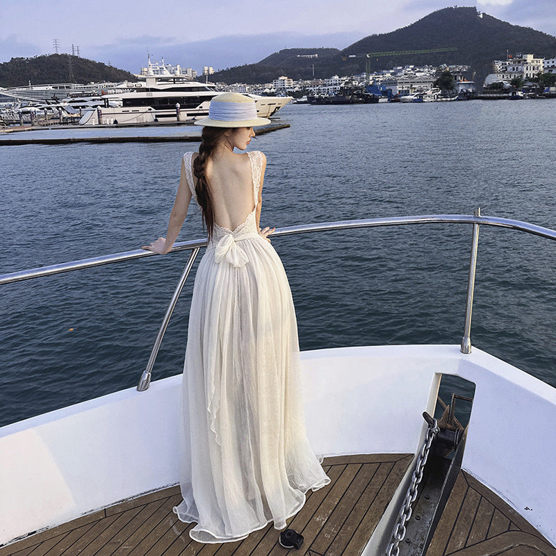 Chiffon Maxi-Kleid mit Spitze – Bild 6 | LuxeStyle