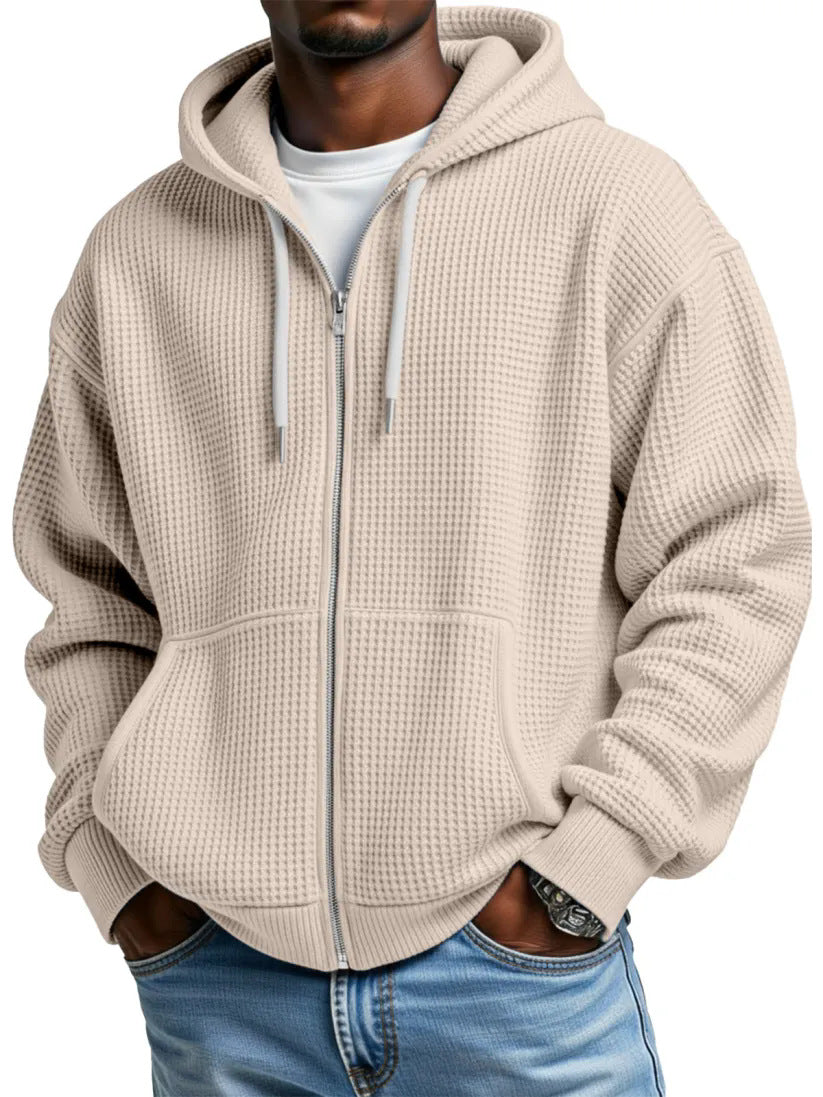 Herren Loose-Fit Kapuzenjacke Waffelpiqué – Bild 2 | LuxeStyle