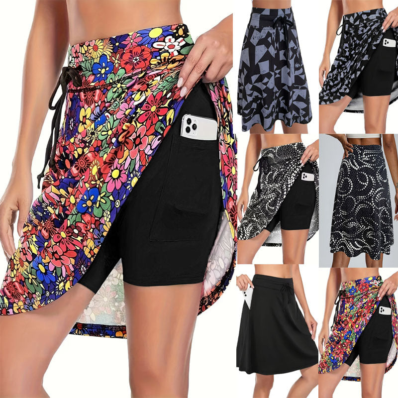 Blumenmuster High Waist Skort mit Shorts