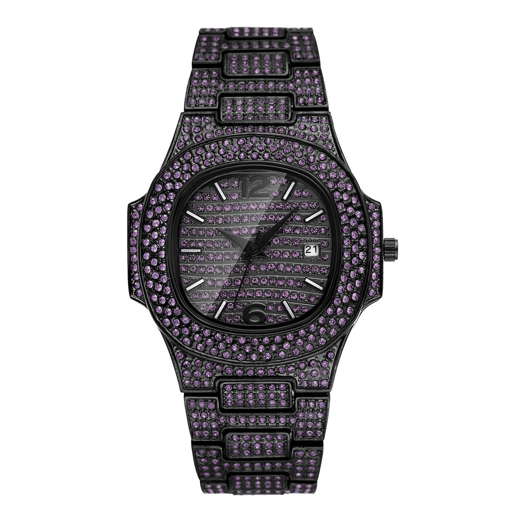 Niche Hip Hop Color Diamond Herrenuhr – Ansicht 4