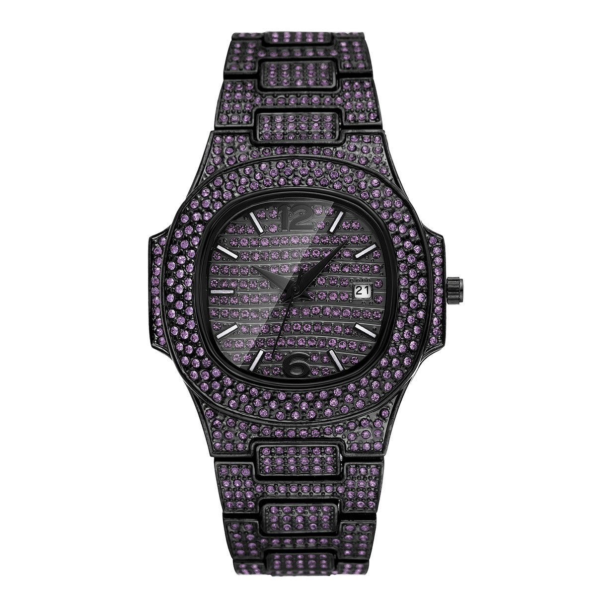 Niche Hip Hop Color Diamond Herrenuhr – Ansicht 4