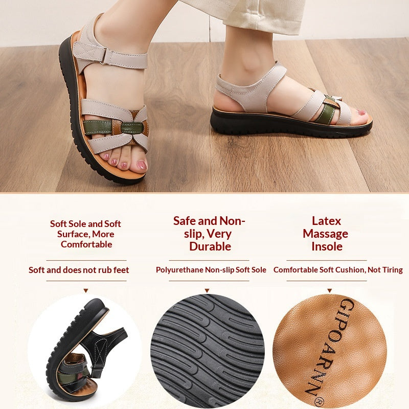 Bequeme Leder-Flats mit Klettverschluss