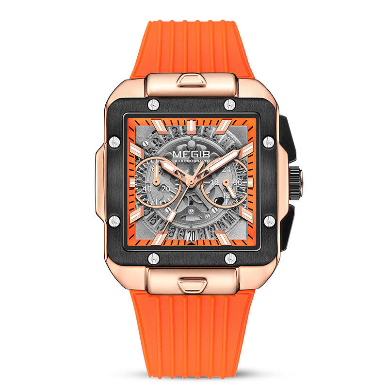 Quadratische Herrenuhr mit Silikonarmband – Bild 5 | LuxeStyle