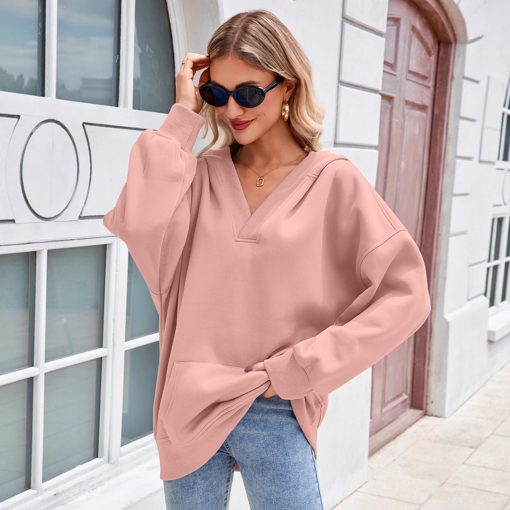 Kapuzenpullover mit langen Ärmeln und Taschen