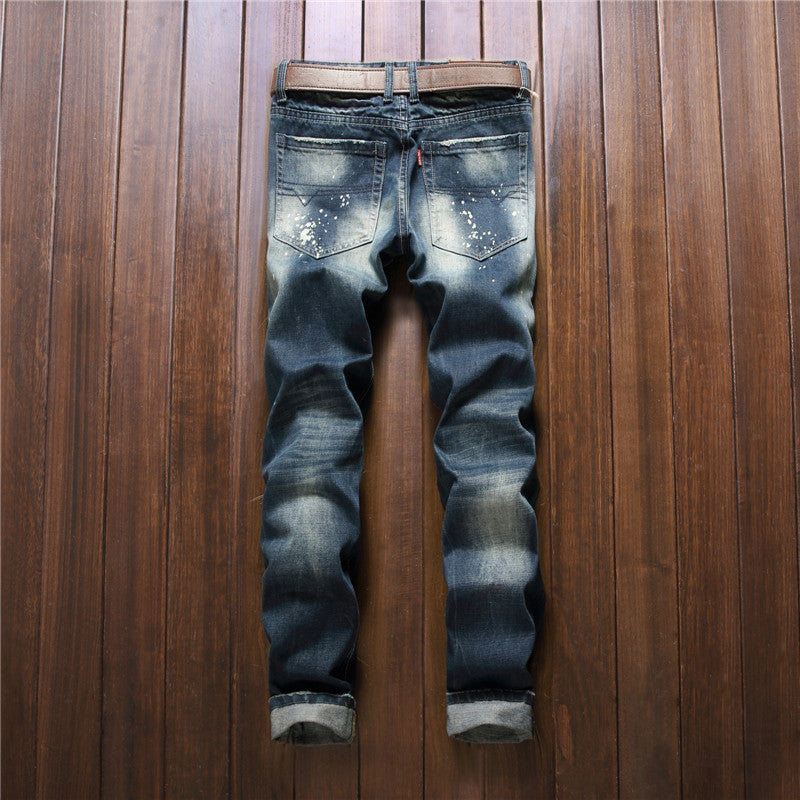 Straight Slim Jeans mit Farbspritzern