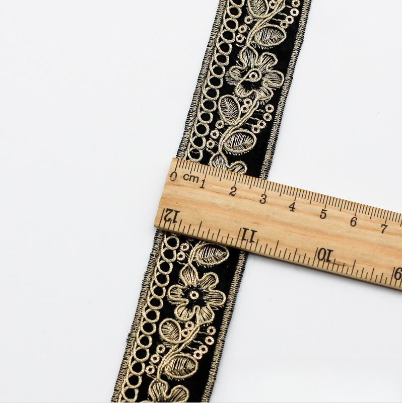 Chiffon-Stickband mit Goldfaden, 3 cm – Bild 9 | LuxeStyle
