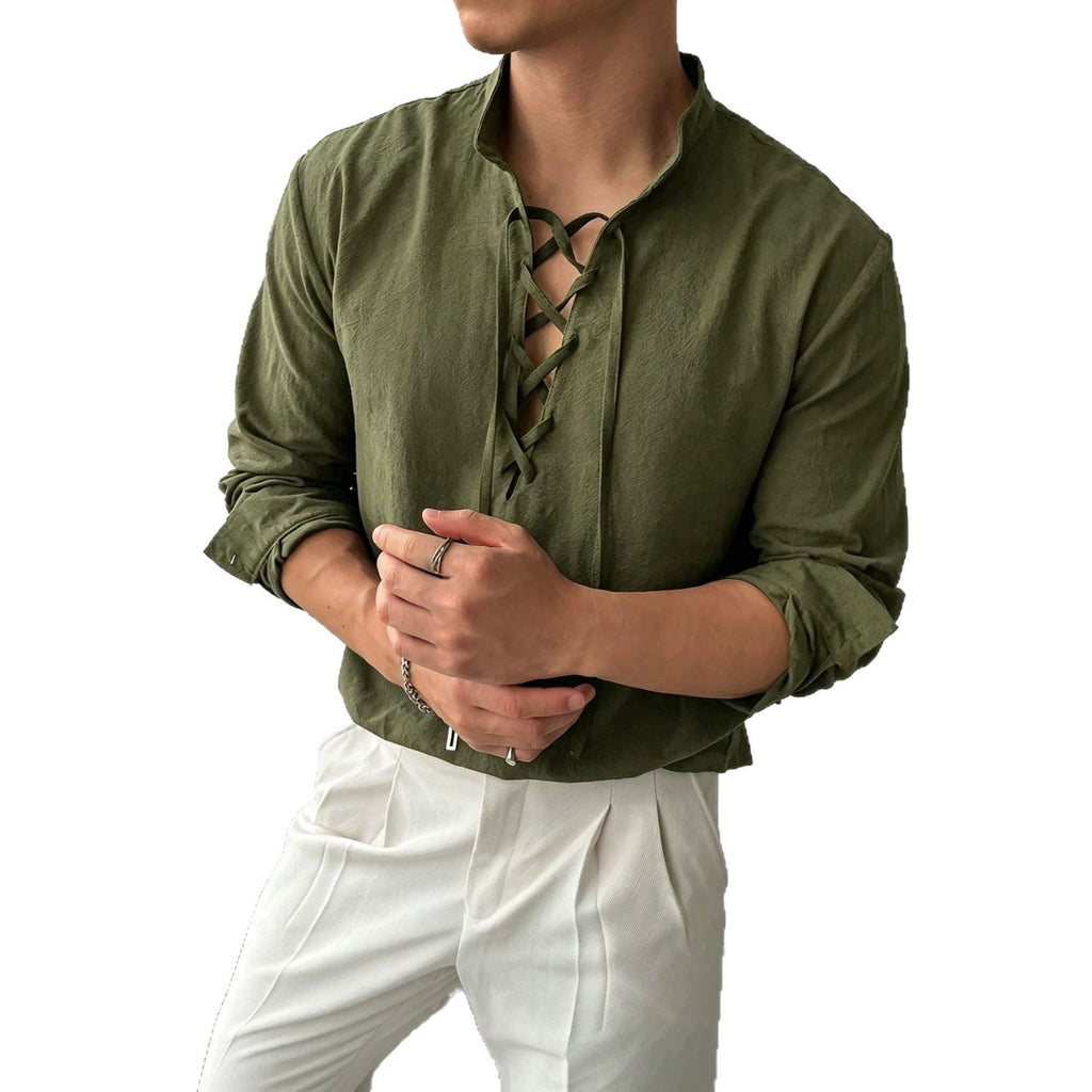 Herren Langarmshirt Stehkragen – Bild 10 | LuxeStyle