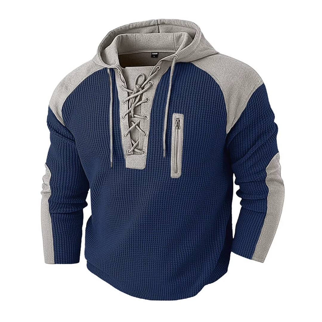 Herren Hoodie Waffel-Optik Langarm-Sweatshirt