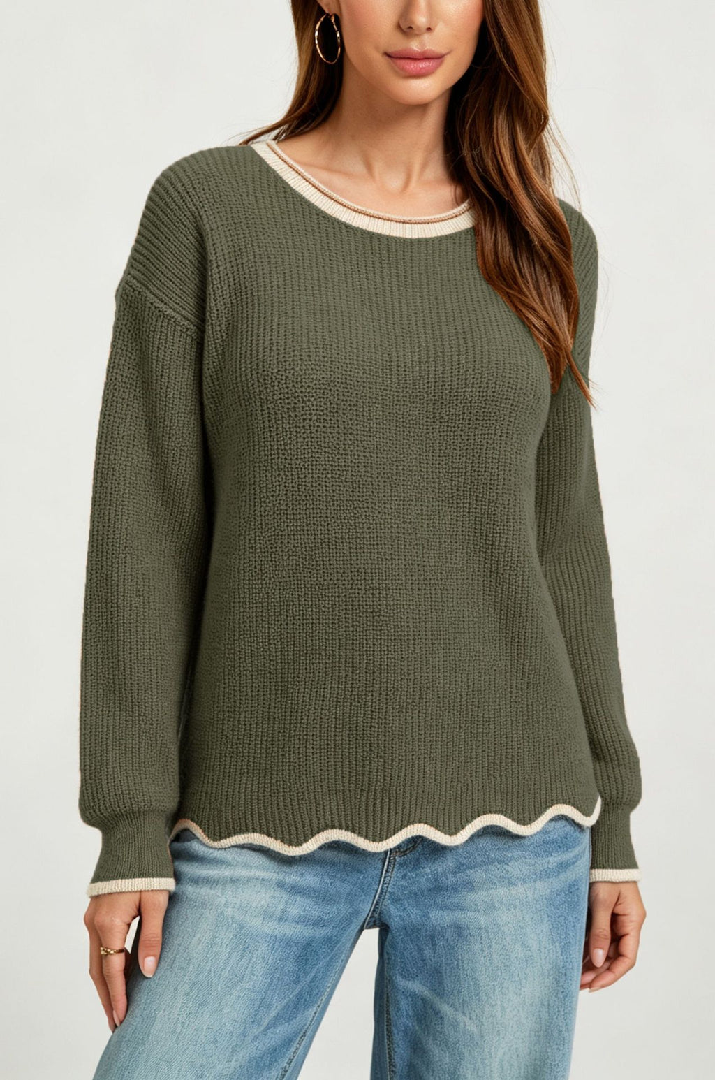 Vielseitiger Rundhals-Strickpullover für Damen