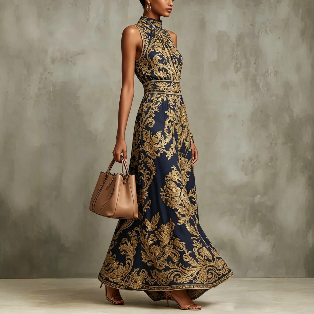 Vintage Jacquard Maxikleid