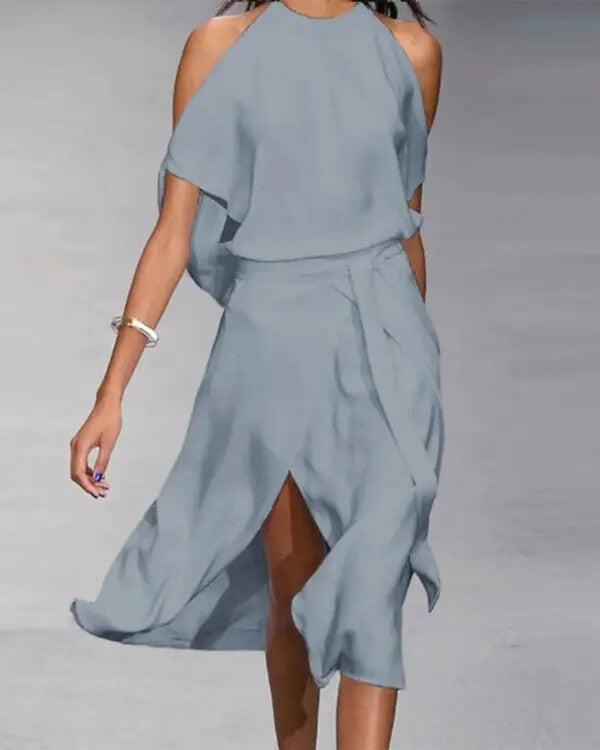 Ärmelloses langes Kleid mit Schlitz | LuxeStyle
