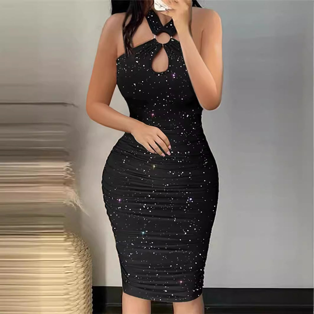 Elegantes Neckholder Bodycon Midi-Kleid