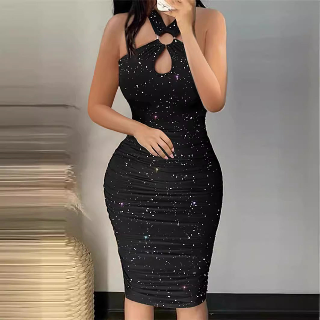 Elegantes Neckholder Bodycon Midi-Kleid
