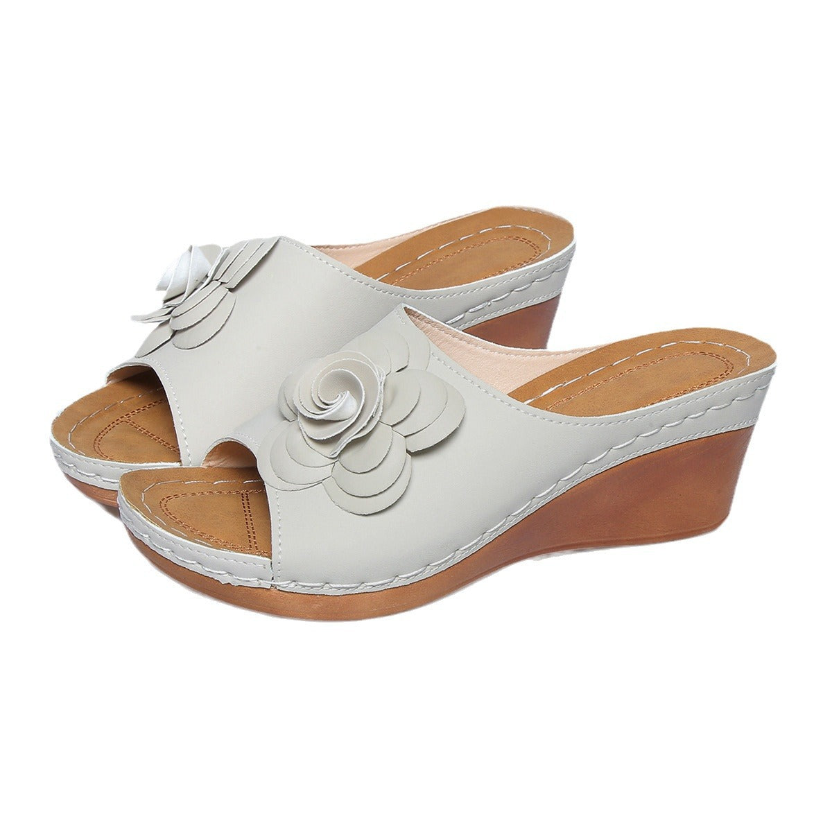 Flower Peep Toe Plateau-Wedge-Sandalen – Bild 5 | LuxeStyle