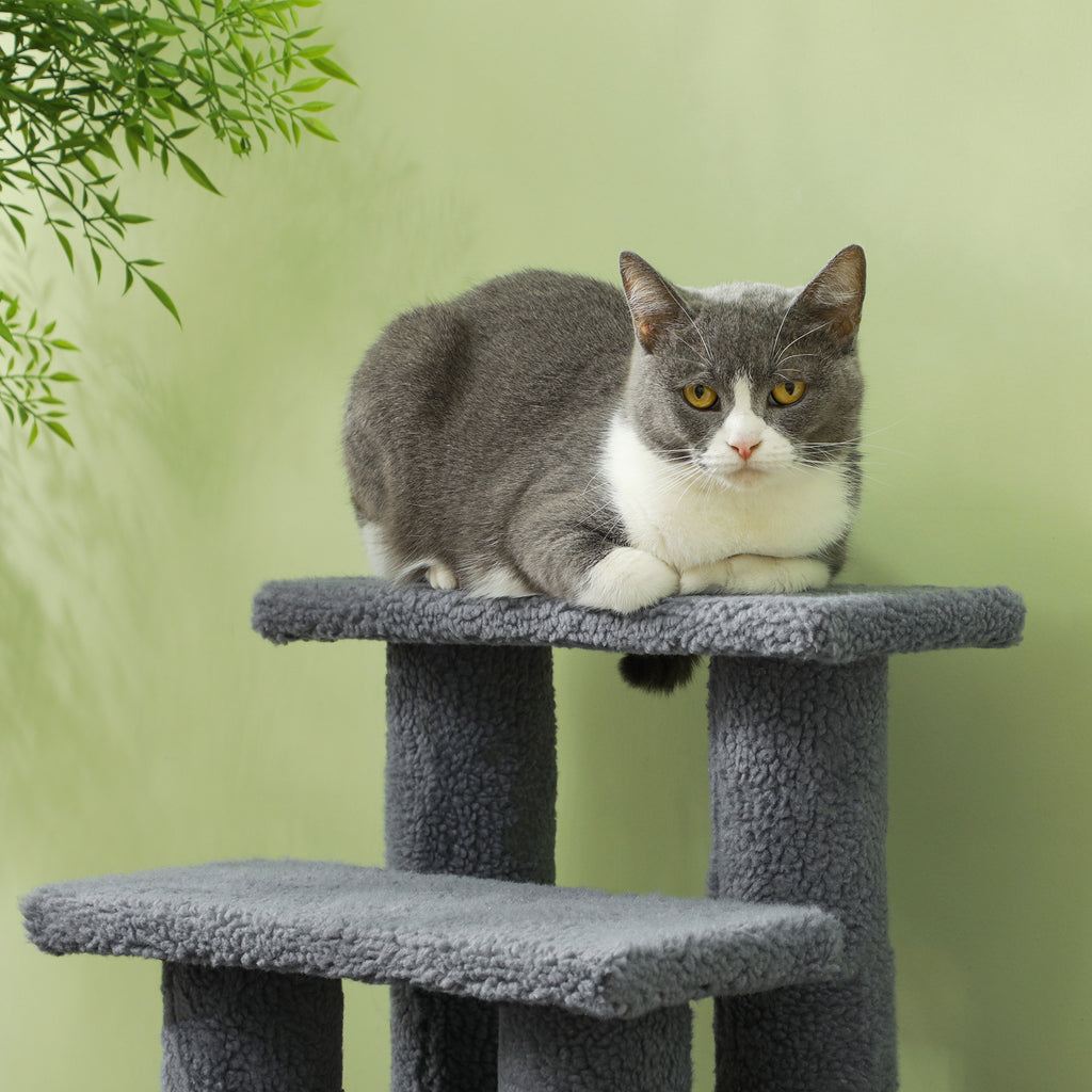 Kratzbaum-Treppe für Katzen, 4 Stufen, Grau