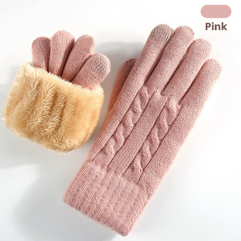 Gefütterte Strickhandschuhe mit Touchscreen-Funktion