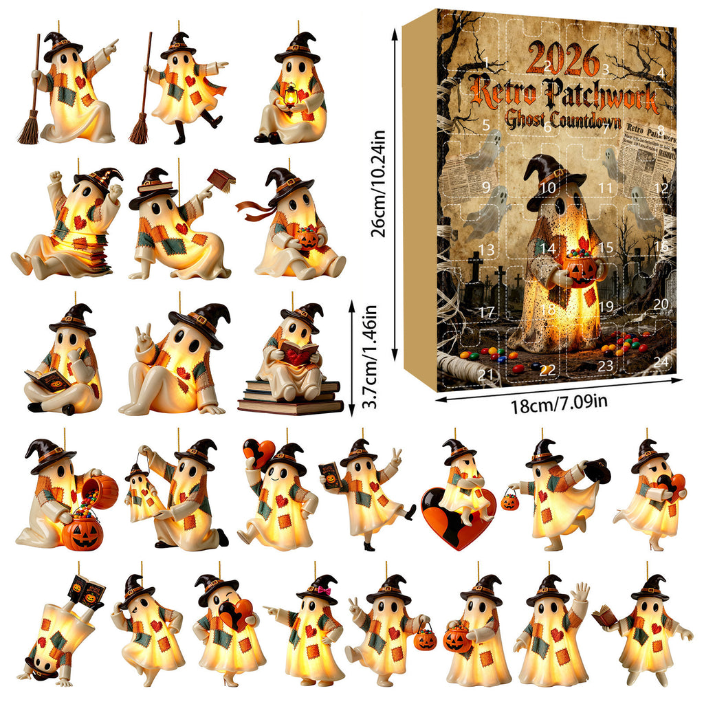 Retro Patchwork Geist Anhänger mit Halloween-Beleuchtung