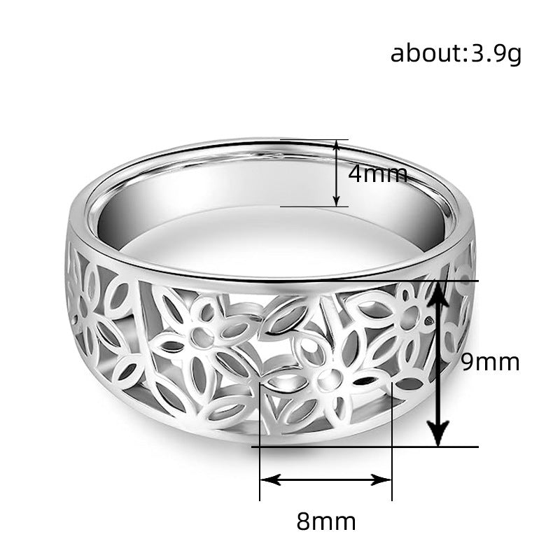 Breiter Silber-Ring mit floral durchbrochenem Muster