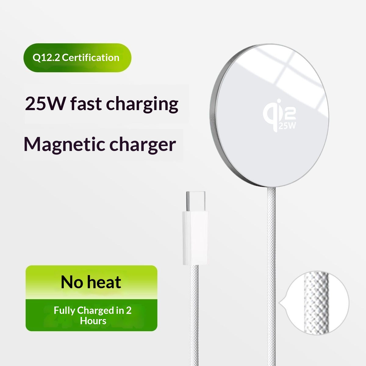 Tragbares magnetisches Wireless-Ladegerät mit Kabel