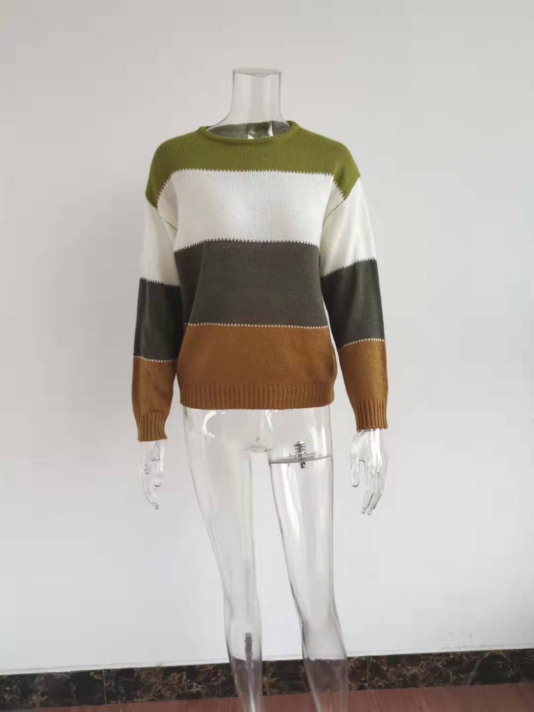 Gestreifter Langarm-Pullover für Damen