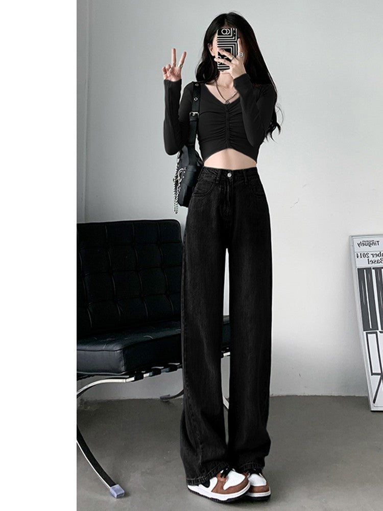 Retro Blue High Waist Straight Leg Jeans