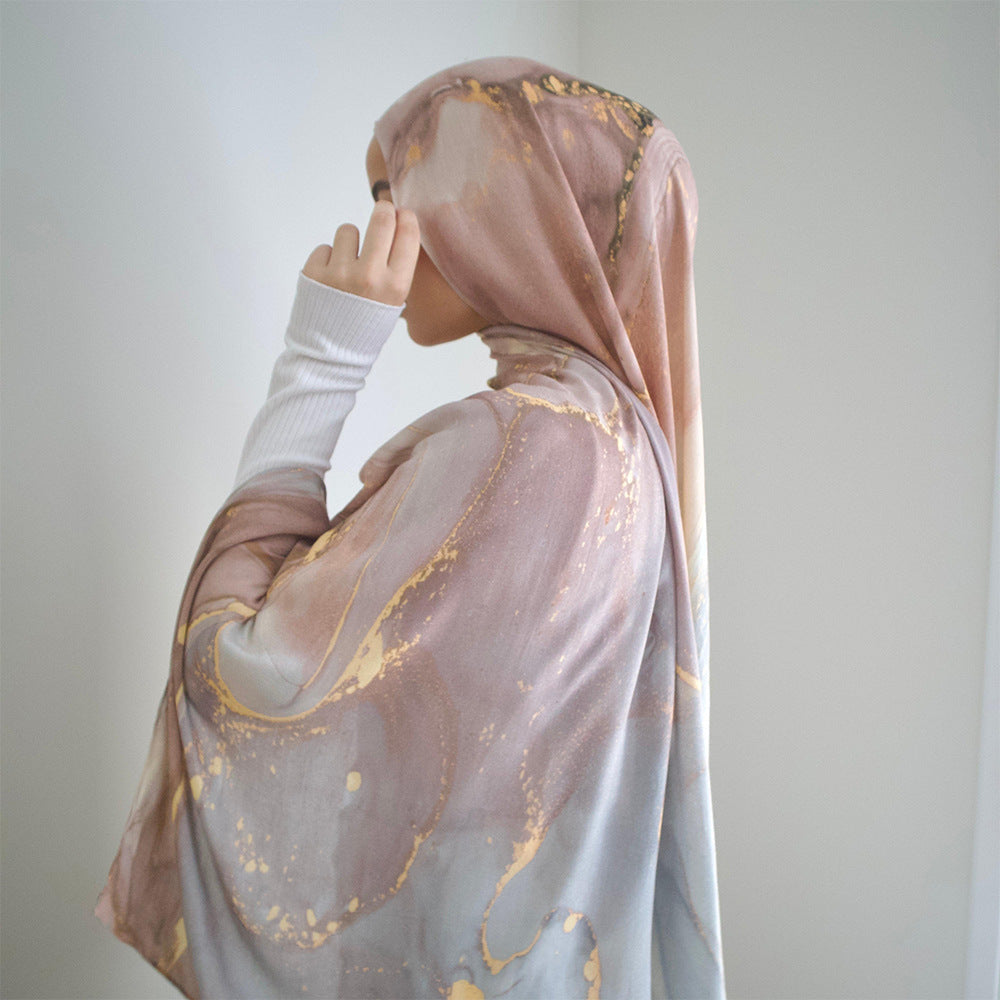 Kopftuch aus Modal-Baumwolle mit Marmor-Print – Bild 20 | LuxeStyle