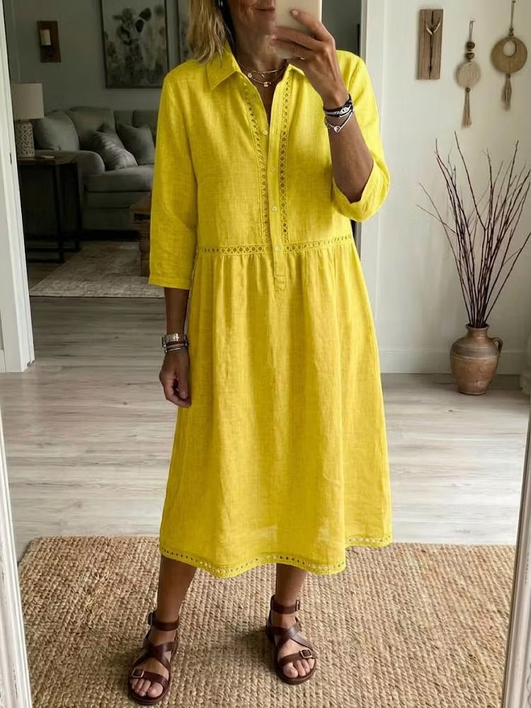 Elegant & Casual Dreiviertelarm Damenhemddress