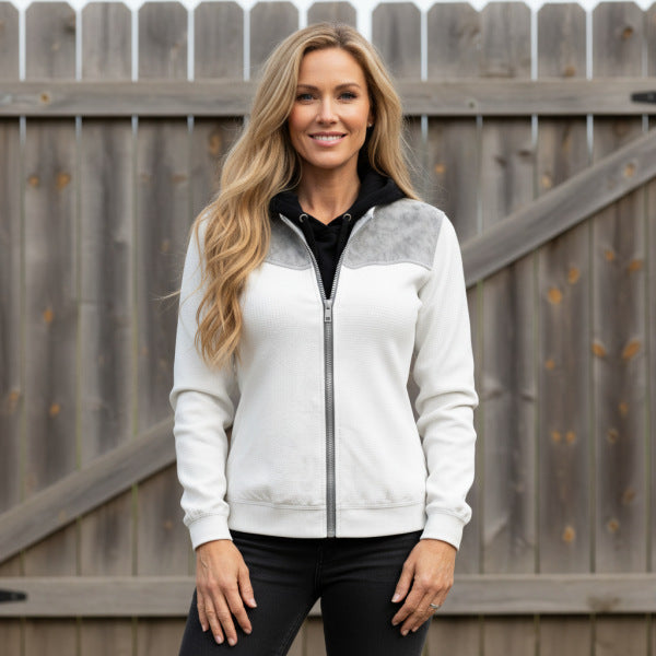 Sportliches Color-Block Langarmshirt mit Reissverschluss