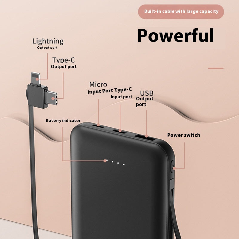 Kompakte Powerbank mit integriertem Kabel